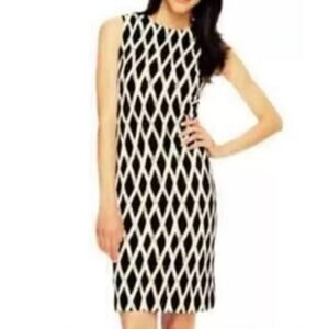 J. McLaughlin Devon Sheath Dress Black White Stretch Size Medium M